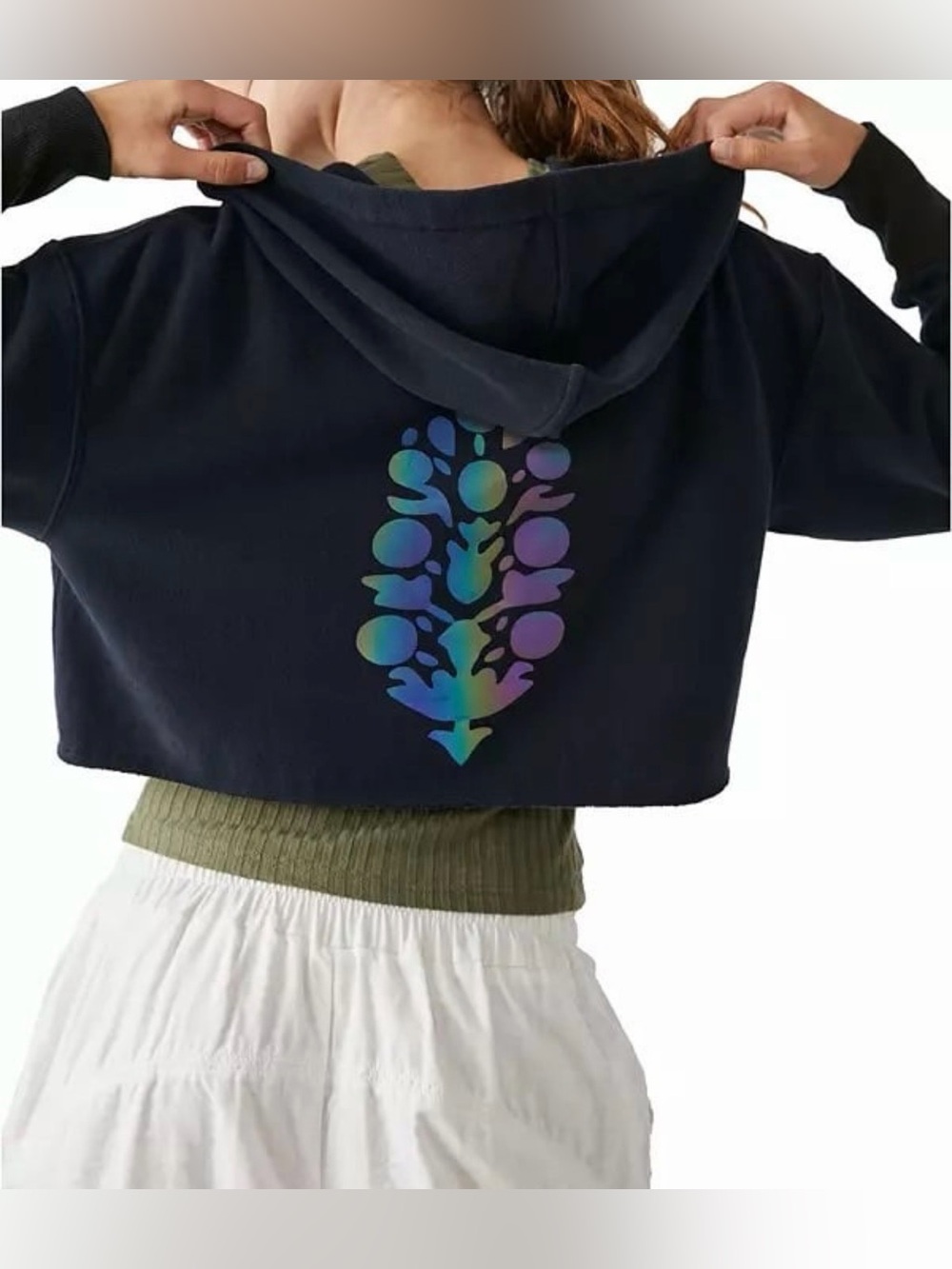 EUC Size Medium Free People Movement Half Time Logo Crop Hoodie